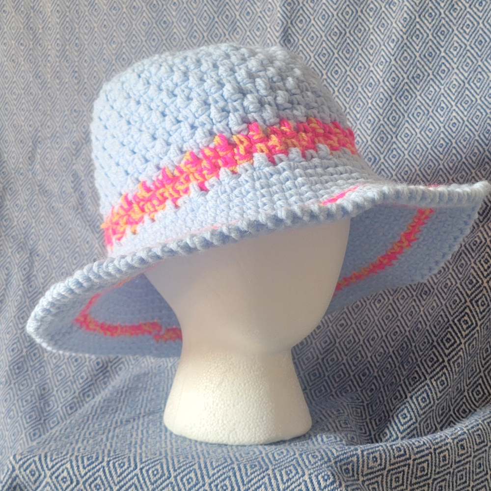 Kids Blue and Pink Crochet Hat